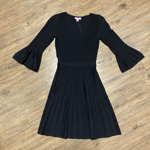 Lilly Pulitzer Brandi Dress Fit & Flare, Round Neck Black XS - Picture 2 of 7